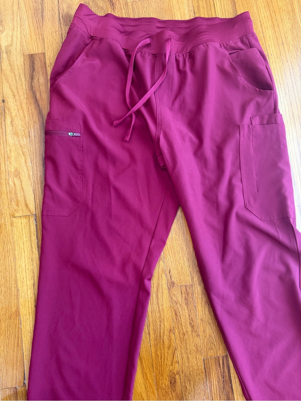 Woman’s Burgundy Drawstring Cargo scrub Pants